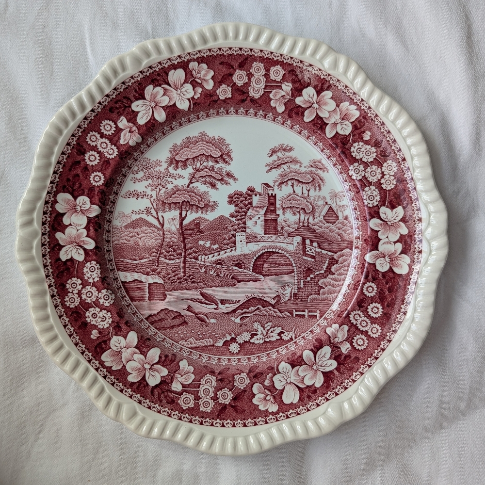 Spode England Pink Tower Dinner Plate Discontinued